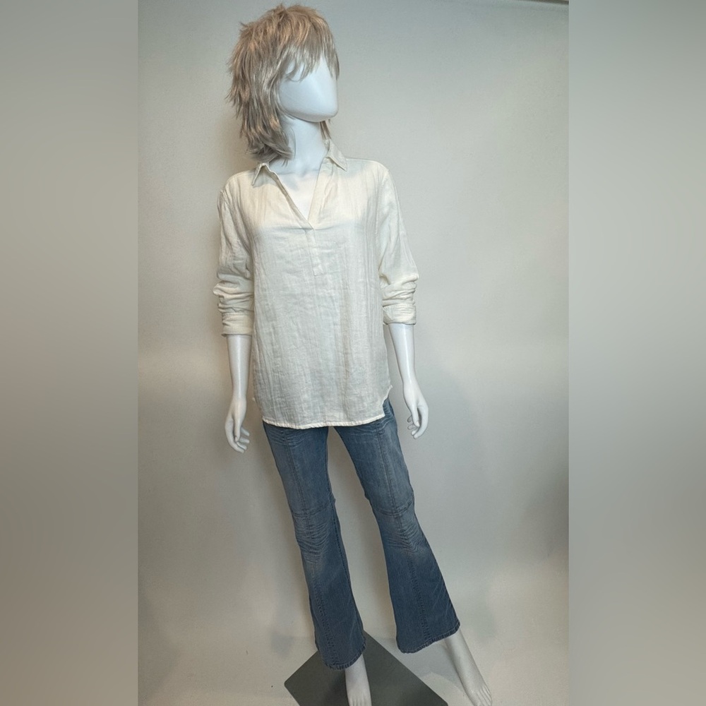 Pact Organic Cotton Women's Cream Pull Over Linen Shirt